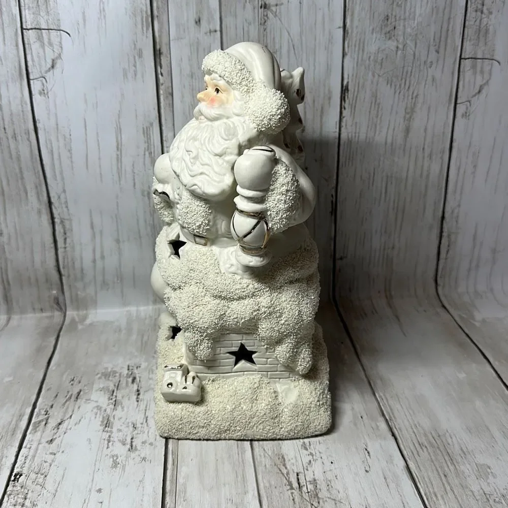International Bazaar Christmas Santa Figurine Bisque Porcelain Gold Accents star